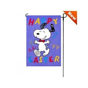 SNOOPY PEANUTS GANG Happy Easter Applique Garden Flag 12"x18" Dancing 10409 NIP